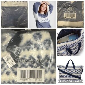 Victoria's Secret PINK Campus Long Sleeve/Blue and White Tote Bag